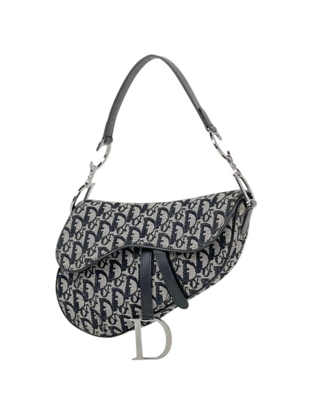 Dior Shoulder Bag Trotter Pattern Canvas Navy